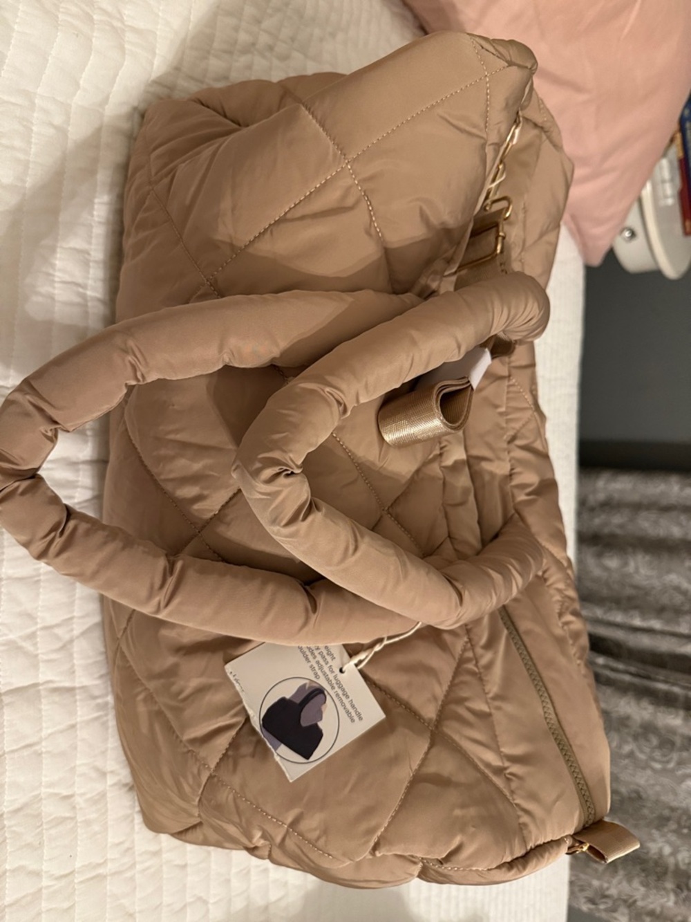 My Tagalong Quilted Beige Bag